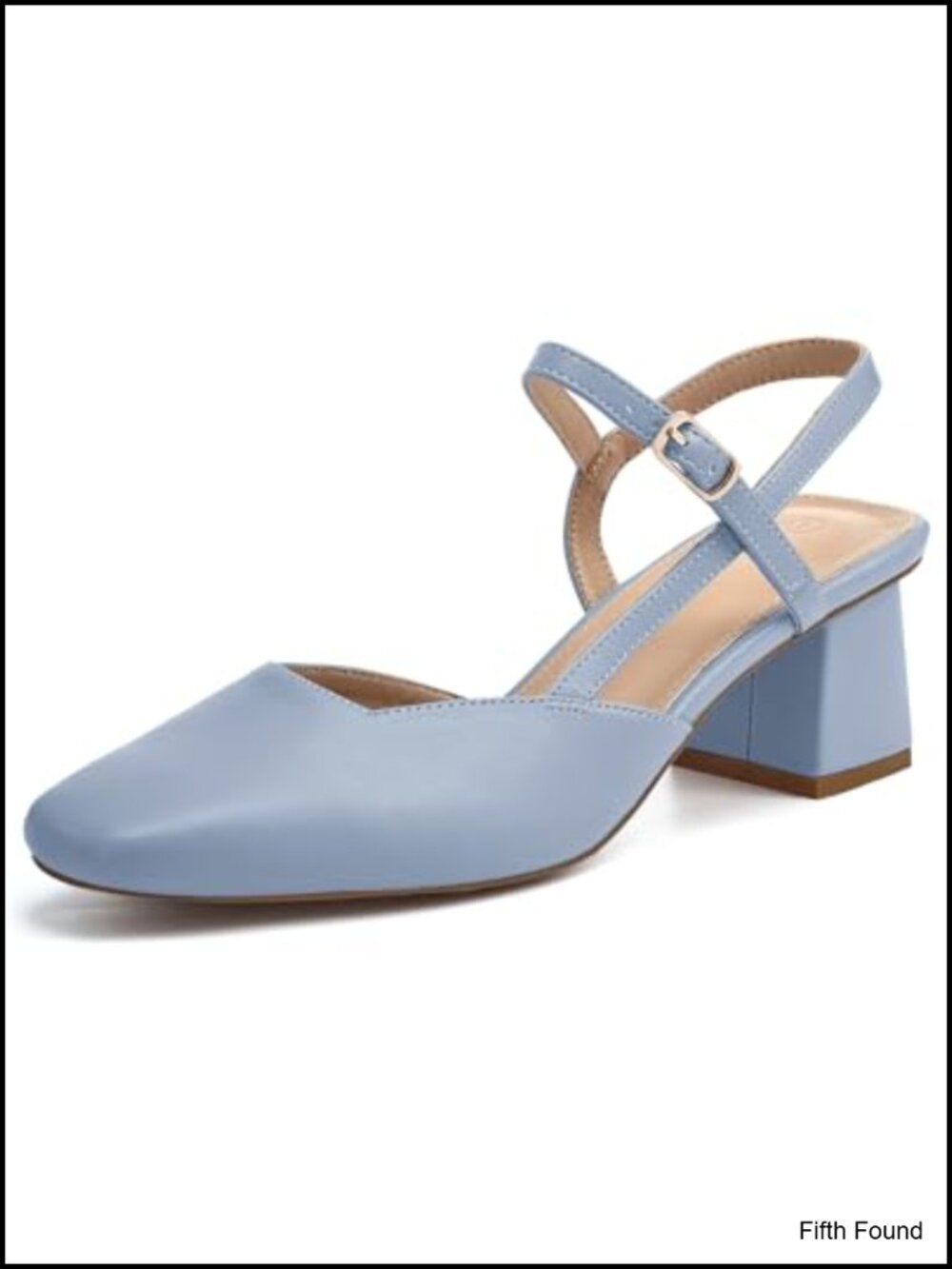 Slingback Chunky Low Heels Closed Square Toe Faux Leather Dress Pumps